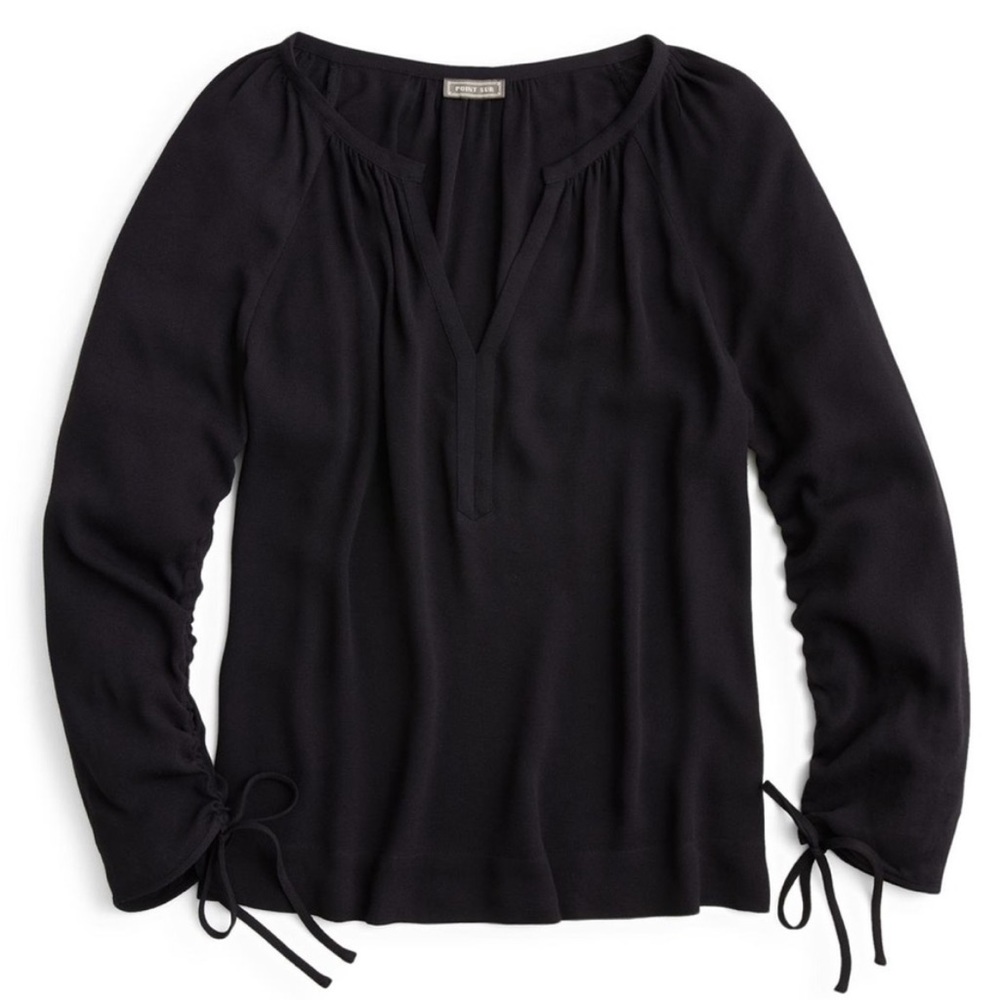 J.Crew Point Sur Drapey Open V-Neck Top